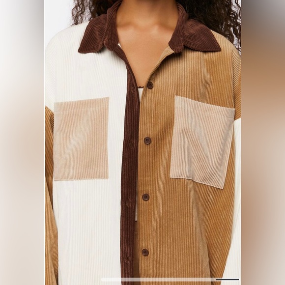 Colorblock Corduroy Shacket - Picture 4 of 7